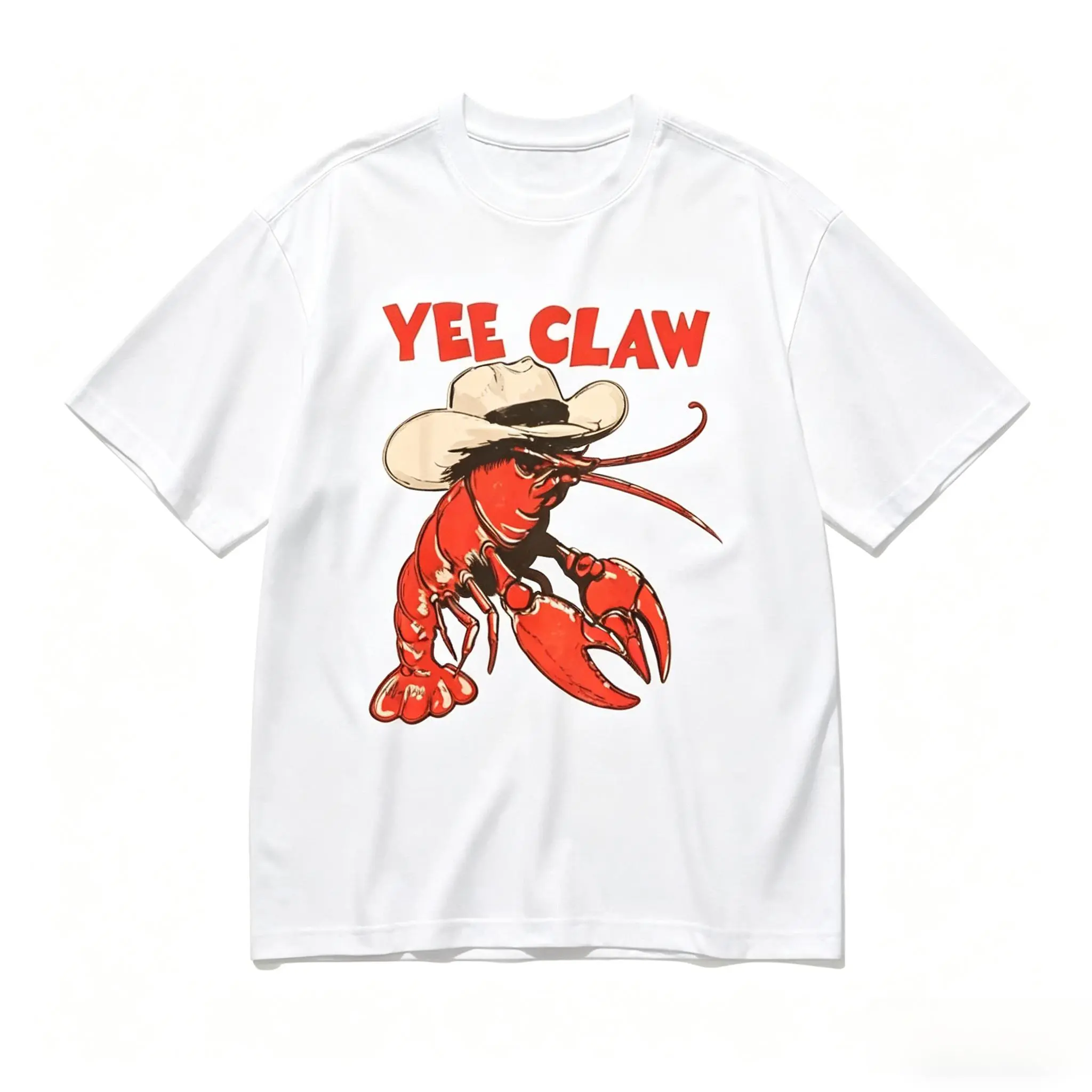 Women's Oversized T-Shirt with Western Vibes and a Crawfish Digital Print, Soft Vintage Fabric for Holiday Streetwear, Tshirt, Women's Clothes, Party, Short Sleeves, Relaxed Wear, Soft Fabric, Crawfish Print, Casual, Loose-Fitting, Classic Round, Sporty C