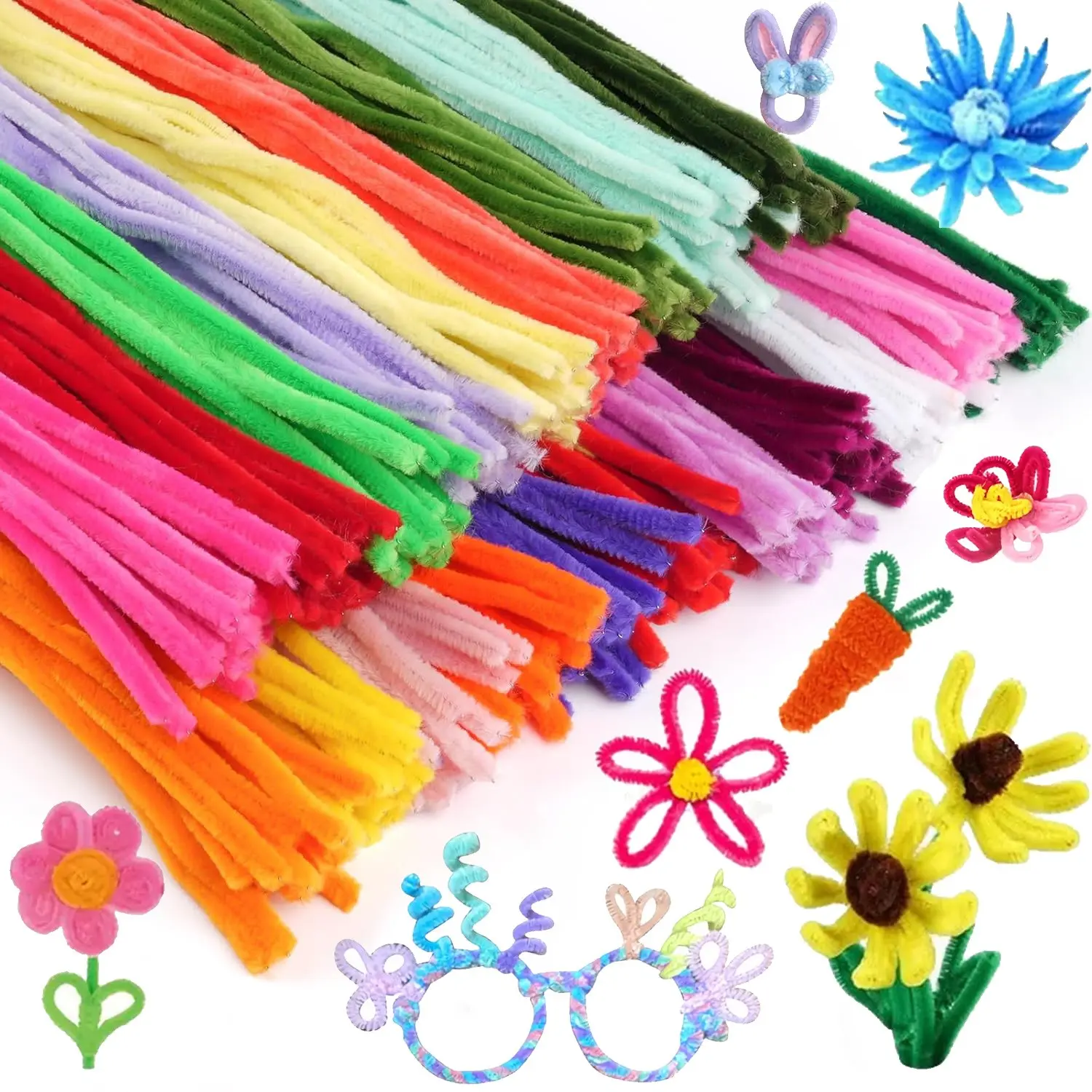 100/200/300pcs Twisty Rods Pipe Cleaners, Multi-Color Chenille Stems, DIY Craft Supplies, DIY Products, Halloween Decoration, Random Colors, DIY Material, Handmade Crafts
