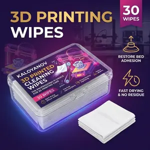 KALOYANOV 30 Count 3D Printer Bed Cleaning Wipes, Lint-Free Quick-Drying Degreasing Pads to Restore PEI Spring Steel & Glass Bed Adhesion, Removes Grease, Dust & Resin Residue, Professional Care Accessories for FDM Bambu Lab, Creality Ender, Prusa Printer