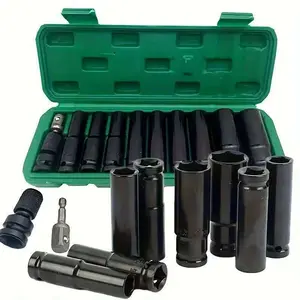 11pcs 1/2'' Drive Impact Socket Set Metric 6 Point Deep Well Cr-V Sockets (10mm-24mm) with box