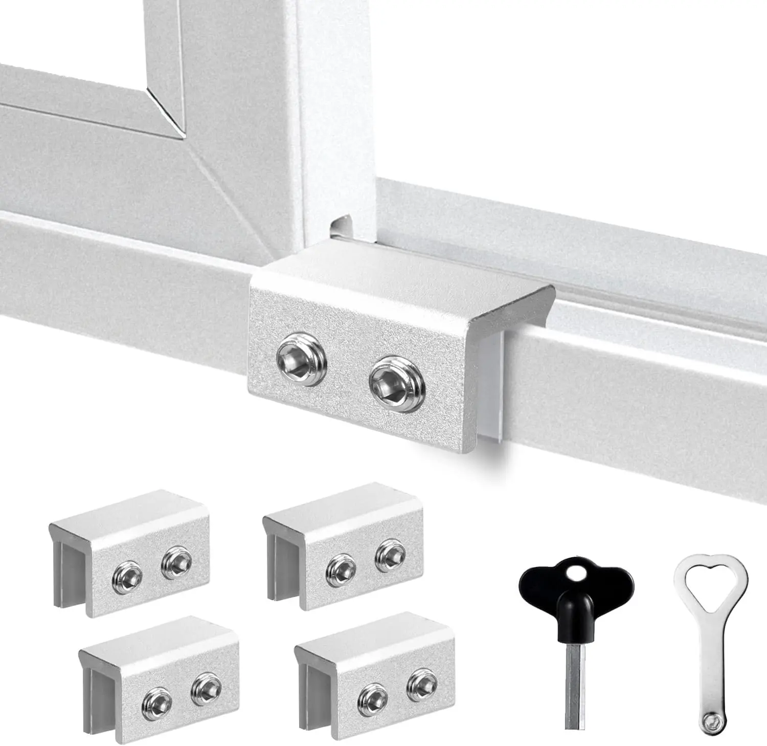 Window Locks,4 Sets,Alu Alloy material Window Lock for Vertical&Horizontal Sliding Windows and Doors,Adjustable  Window Stop,for  Home Safety,Bedroom,Office&Balcony( medium)