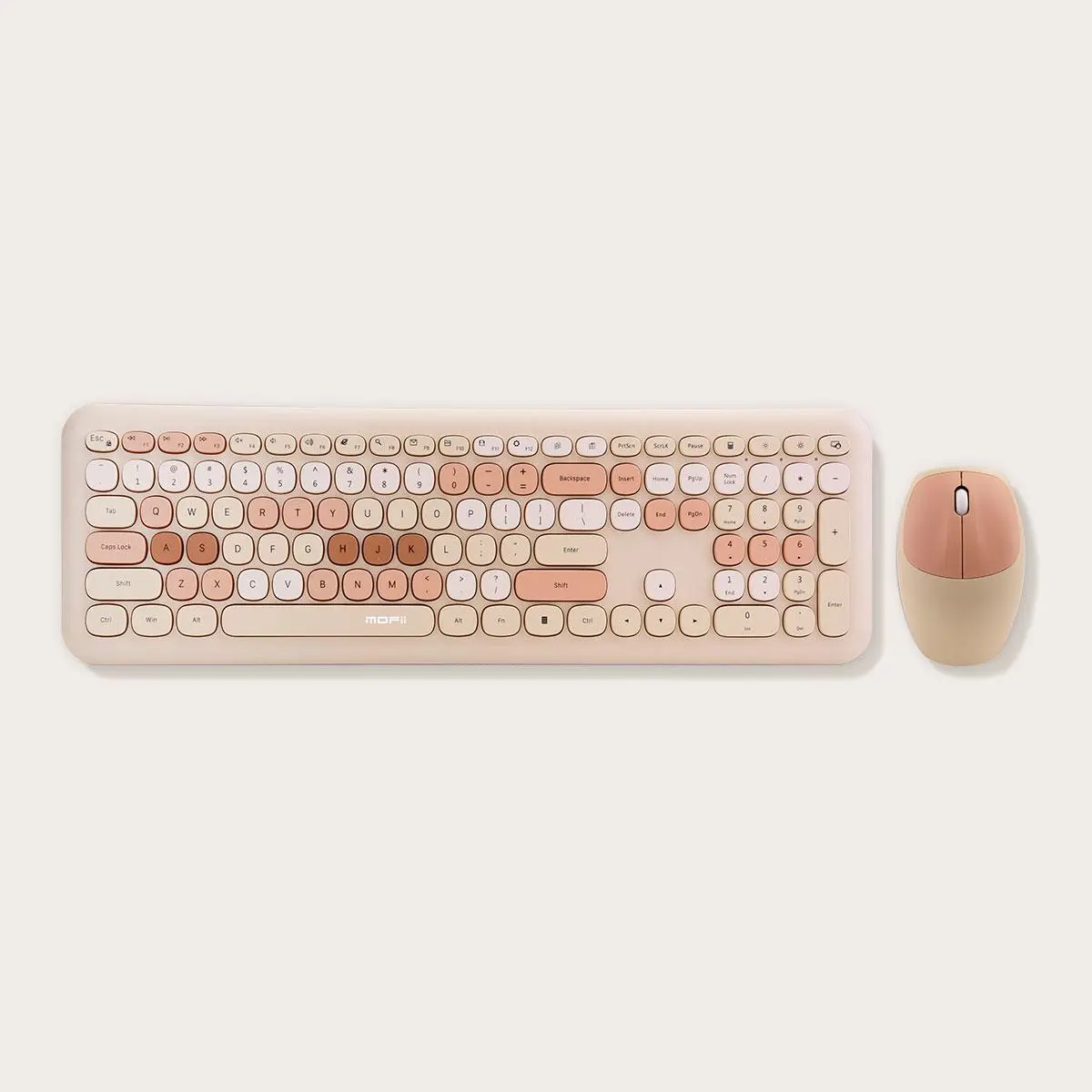 MOFii Wireless Durable Keyboard, Wireless Gaming Mouse, Keyboard And Mouse Wireless, Milk Tea Macaron 2.4GHz Connectivity Plug & Play for Desktop, External Computer Keyboard, Macbook Accessories, Portable Set, Cute Keyboard