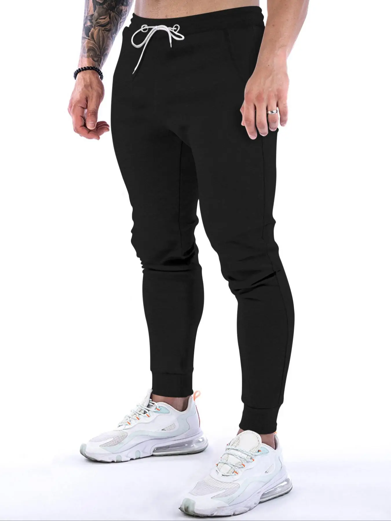 Men's Loose Thin Pocket Drawstring Sweatpants, Solid Casual Joggers with Pockets, Elastic Waist Men's Trousers, Gym Workout Fitness Tapered Pants for
