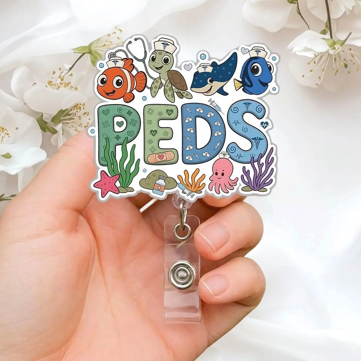 Pediatrics Badge Reel Little Patients, Pediatric Nurse Badge Holder