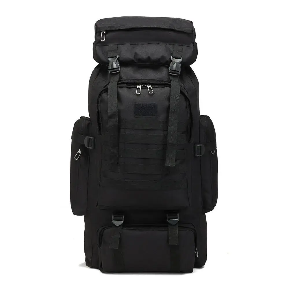 Men's Camouflage Tactical Backpack - 80L Waterproof Hiking Pack W/ MOLLE System, Large Capacity Travel Rucksack for Outdoor Adventures (Camouflage/Black)
