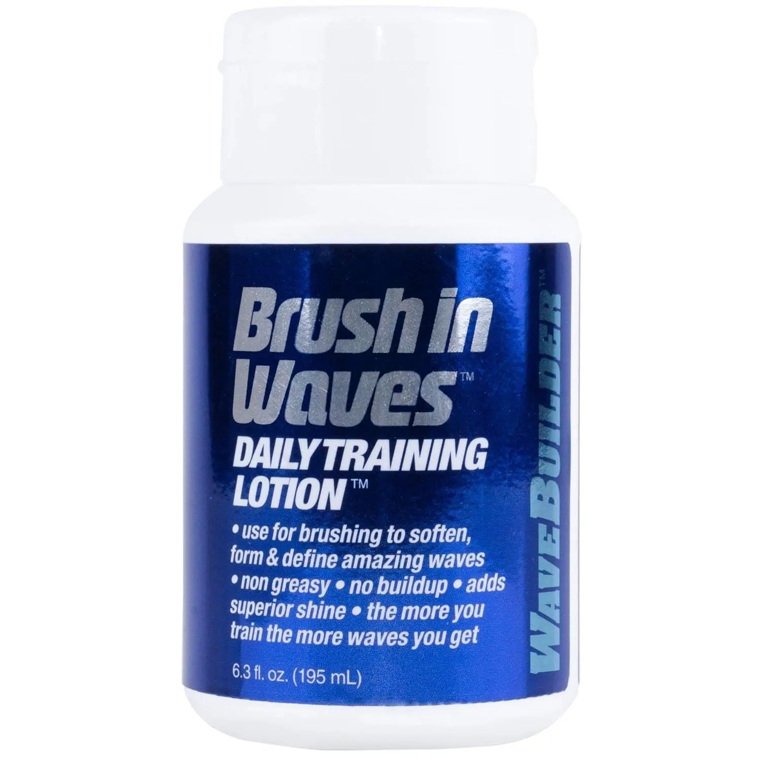 Wavebuilder Wave Training Lotion & Activator, Lightweight Moisturizing Brush Aid with Shine Boost for Short Hair Curl Routine, 6.3 oz, Wavy, Moisture, Bottle, Formaldehyde Free, Hair Curl Styling, Haircare, Daily, Collagen Blend, Curl Enhancing