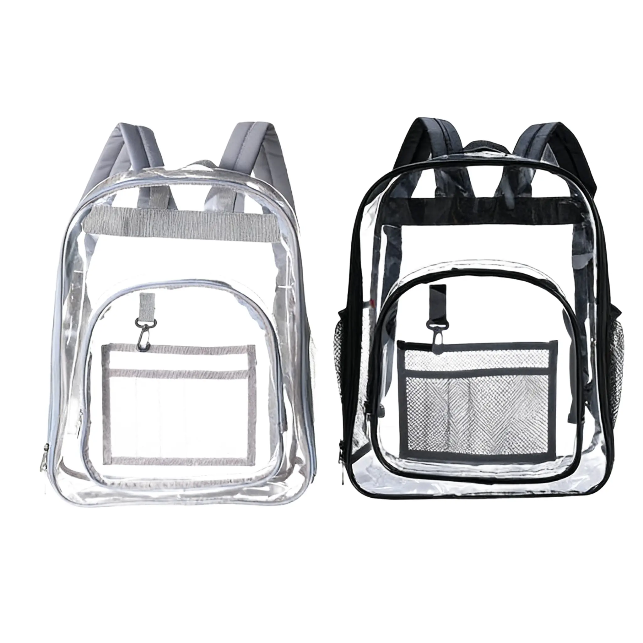 Clear Book Bag with Multi-Pockets, PVC Transparent Multi Compartment Backpack, Reinforced Strap, Versatile Use, Ideal for Security, Sports, Work, Travel, Stadium, Multifunctional Backpack