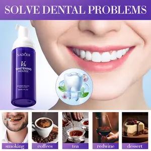 SADOER V34 Brightening Mousse Toothpaste Effectively Cleans Tartar Removes Stains Freshens Breath Portable Easy to Use Protects Teeth