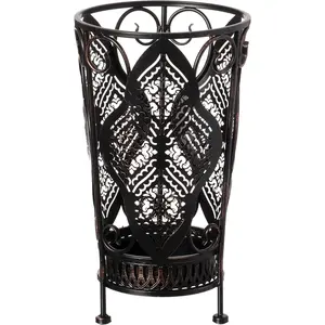 Dualplex Umbrella Holder Umbrella Stand Rack Super Quality Metal Entry Hallway Décor w/Removable Drip Tray for Home Office Holds Umbrellas Canes Walking Sticks Best Gift 16" Tall (Round, Antique)