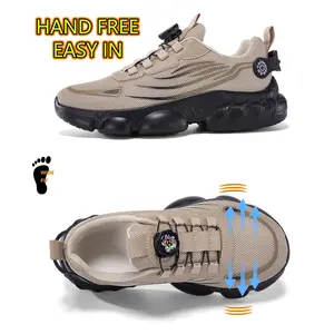 Men's Wide Toe Trendy Thick Sole Breathable Sneakers, Knob Stylish Quick Lace Design, Knit Mesh Odor Resistant Upper, Soft Thick Sole Height Increasing, Streetwear Casual Wear, Morning Night Running Training, Wide Last No Pinch, Friendly for Wide Fat Feet