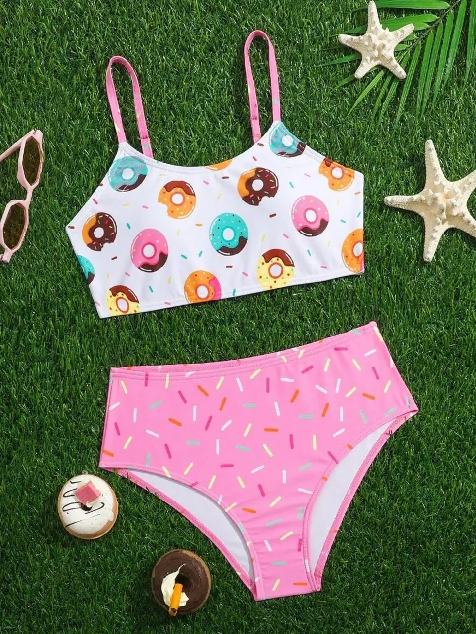 Random Printed Bikini Set - Summer Beachwear for Tweens