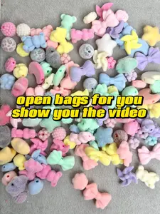 Tara(9441)gc.p28-pastel mix style flocked beads 5pcs/bag