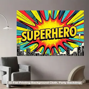 1pc Linen Superhero Comic Wall Hanging Tapestry - Vibrant Action Heroes, Dynamic Panels for Party Decor, Room & Office Home Decor Supplies