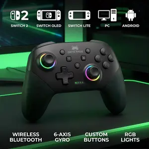 Wireless Bluetooth Game Controller for Switch Pro Controllers 6-Axis Sensor Hall Effect Joysticks Macro Wake-up RGB LED Dual Vibration Compatible with Switch Lite OLED PC ios android