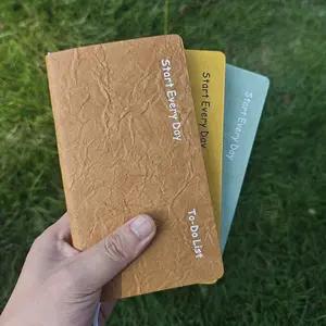 Pleated Leather Daily To-Do List Notebook - Stylish & Compact Planner for Every Day