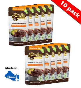 Perla Refried Black Beans (Frijoles Negros Refritos ) 14 oz - PACK OF 10