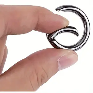 10pcs Trigger Spring O Rings Round Carabiner Clip Snap For Keyrings Buckle Bags Purses (Gun Black)