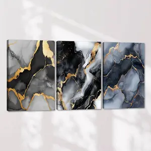 Abstract Marble Pattern Wall Art, 3 Counts/set Modern Artistic Canvas Print Wall Decor Painting with Wooden Frame, Wall Art Decor for Home Living Room Bedroom Office, Decoration, Ornaments