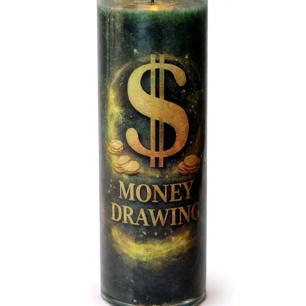 Money Drawing Prayer Candle for Attracting Wealth and Prosperity