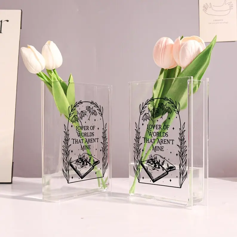 Fantasy Reader Acrylic Vase, Magical Book Art Vases Decor, Bookish Gift for Book-Lovers