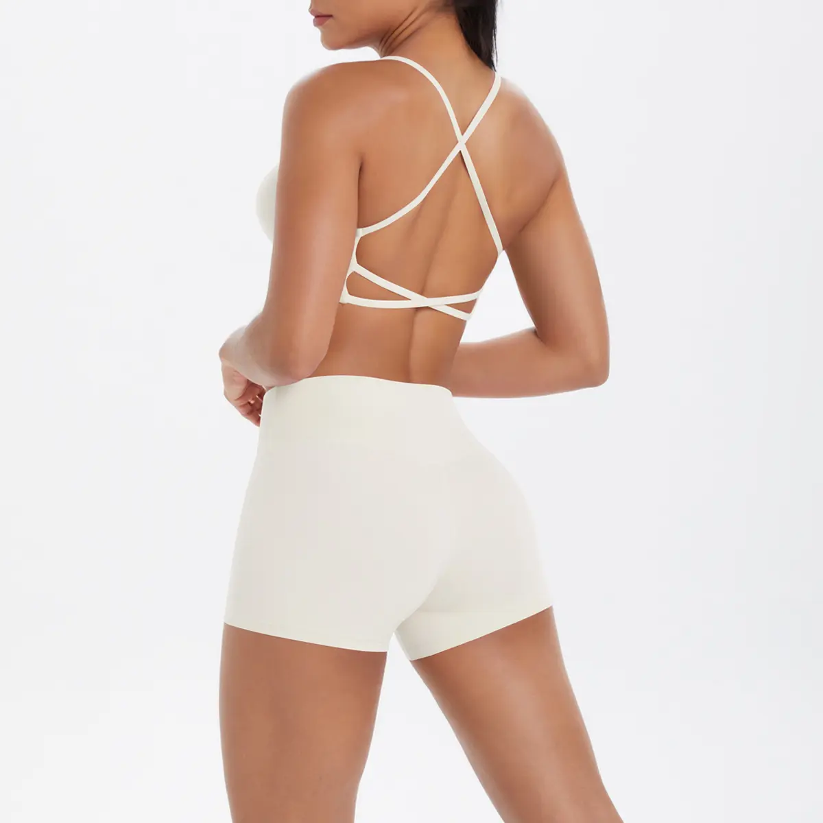 7112 bra+7101 shorts set   light ivory