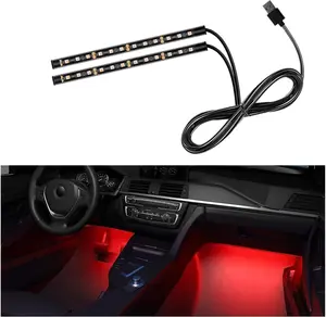 Car LED Strip Light,  LEDs RGB Neon Interior Atmosphere Lights, V Under Dash Ambient Night Light, USB Port Auto Interior Decorative Lamp, Universal Car Accessories (Red)