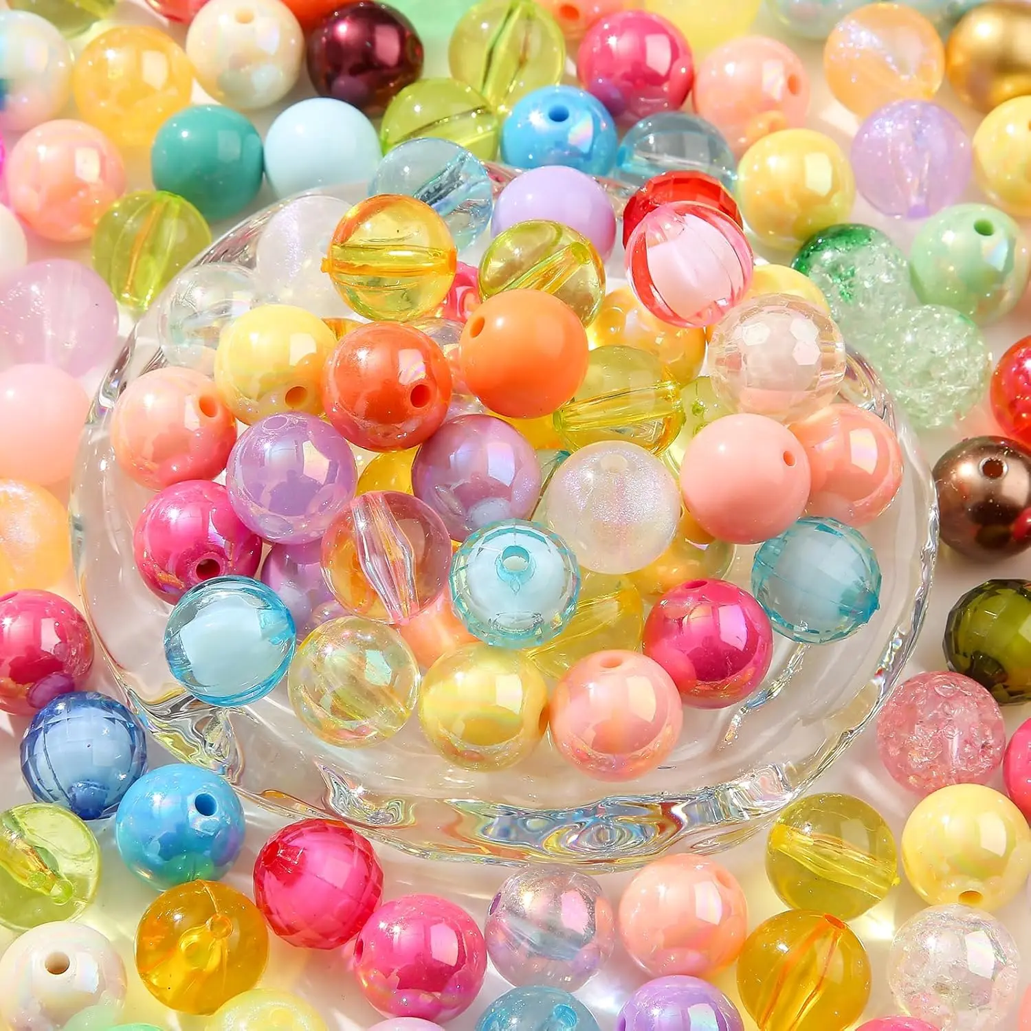 16mm  Beads 220 count Transparent Color Pen Beads Focal Spacer Beads Chunk Bubblegum Beads for DIY Crafting Necklace Bracelet  Making  (Mix Color)