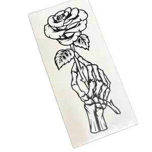 Skeleton Hand Holding Rose Decal - Sticker -  Car Truck SUV