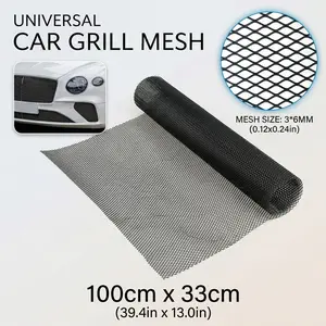 DIY 40"x13" Black Aluminum Car Grill Mesh. Cuttable Rhombic Grille Insert for Bumper & Hood Vent