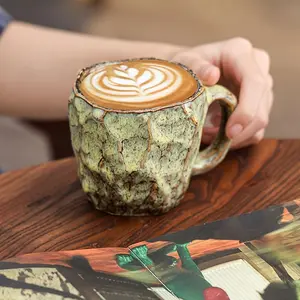 Ceramic Coffee Cup with Glazed Texture, High-End American Latte Mug, Creative Water Glass for Afternoon Tea, Stylish Drinkware