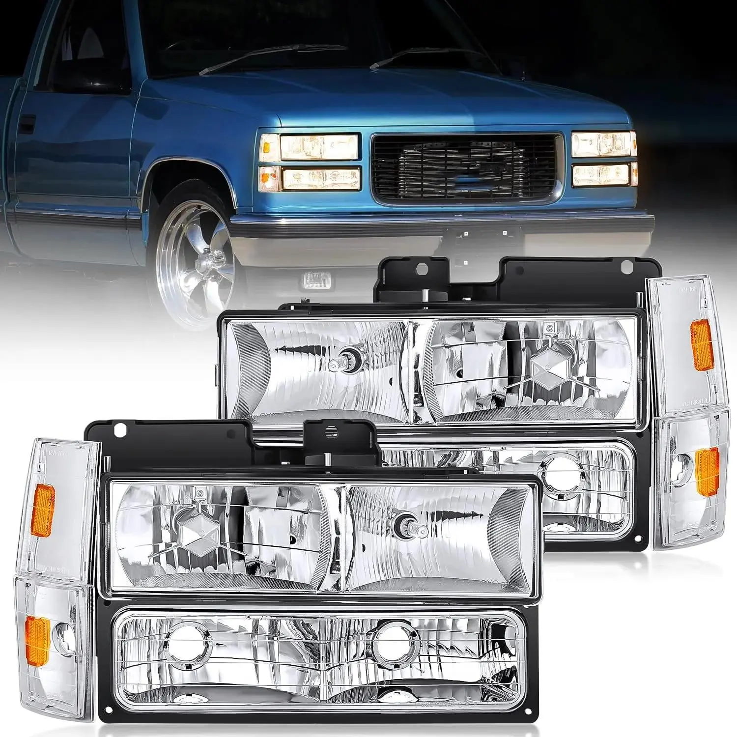 Nilight High Lumen Headlight Assembly with Headlight Vented Anti-Fog Vent, Bright Vision, Chrome Case, Amber Reflector for 1988-1993 Chevrolet GMC C/K Silverado Suburban Sierra Blazer Tahoe Yukon (HB3/HB4)