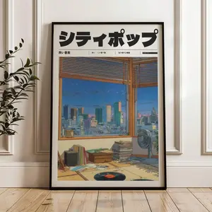(No Frame) Aesthetic 90s Vaporwave Print, Retro Japanese Y2K Poster, Retro Anime Wall Decor, Vintage Style Manifest Art, Indie Room Decor