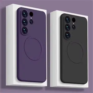 Liquid Silicone Magsafe Case For Samsung Galaxy S25 S24 S23 S22 Ultra Plus FE A56 A36 A26 A16 A06 A05 A05S A55 A15 A35 4G 5G Magnetic Wireless Charging Cover