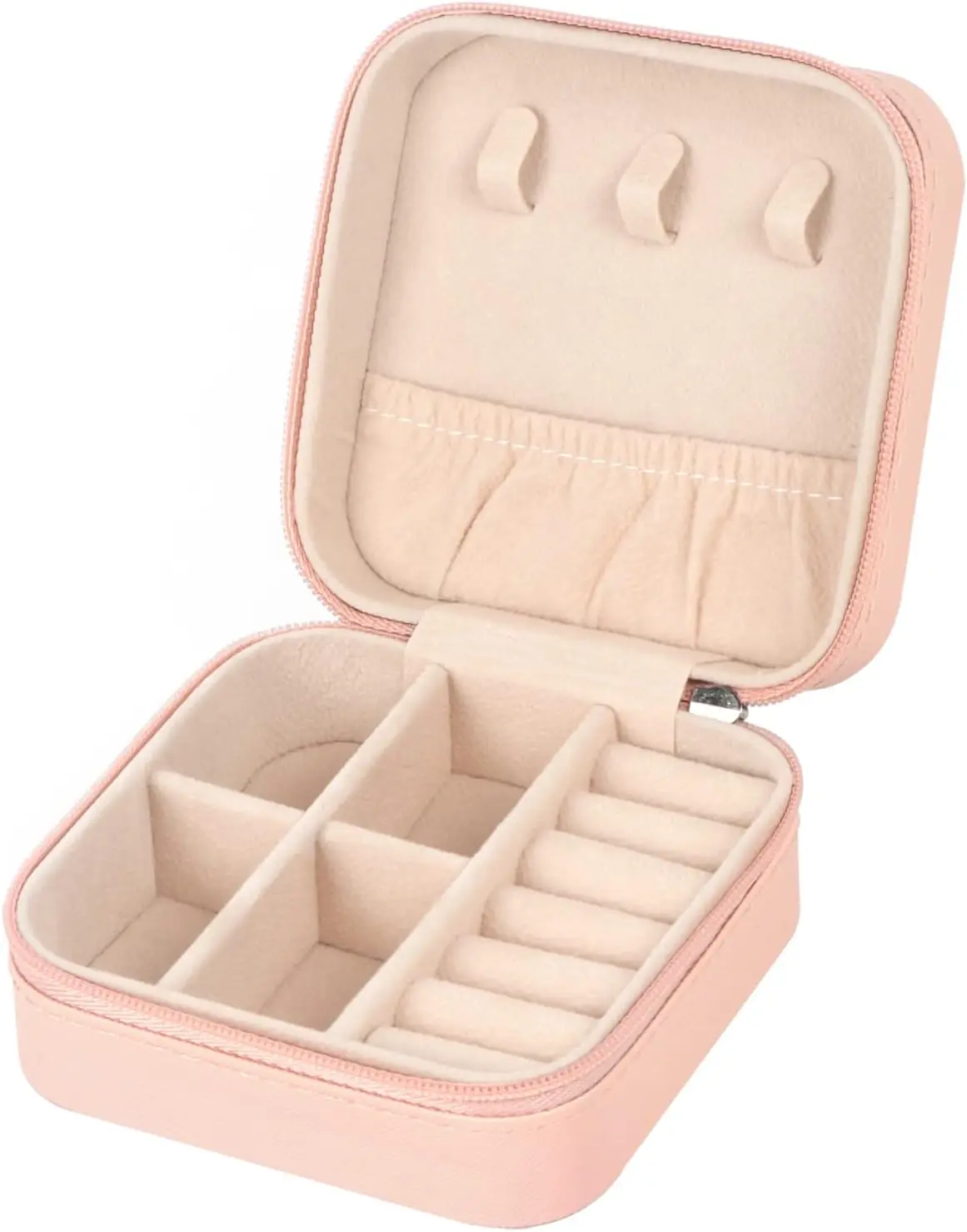Travel Jewelry Case - Small Jewelry Organizer for Girls - Portable PU Leather Mini Travel Case for Earrings, Necklaces, Rings & Bracelets Boxes Smooth Multilayer Storage Divided Compartments