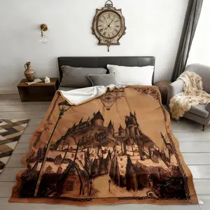 Vintage Hogwarts Castle Throw Blanket Soft Fluffy Warm Comfortable for Bed Couch Home Office Travel Dormitory Camping Hogwarts Bedding Decor