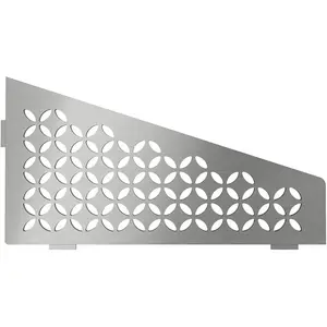 Schluter Systems Quadrilat Corner Shelf-E - Floral Design - Brushed Stainless Steel (SES3D5EB) - Kerdi-Line Shower Acessory