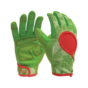 212 MAIN Women's Signature Synthetic Leather Gardening Tool Gloves - Green, Large, Wrist Straps, Touchscreen Tip, Breathable Mesh, Model 7503410