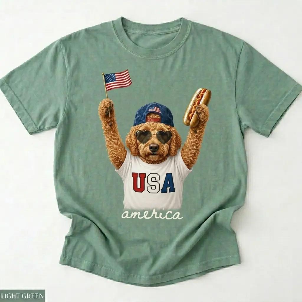 Comfort Colors Goldendoodle America Dog Shirt, Patriotic USA Dog Tee, Funny 4th Of July Shirt, America Dog Collection