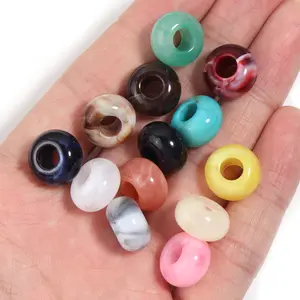 50pcs/lot Big Hole Acrylic Beads Abacus Beads Imitation Jade Beads Loose Spacer Beads For Jewelry Making DIY Necklace Bracelet