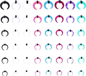 48 PCS Acrylic Gauge Kit Tapers Heart Tunnels Plug 14G-0000G Ear Stretching Set - Black