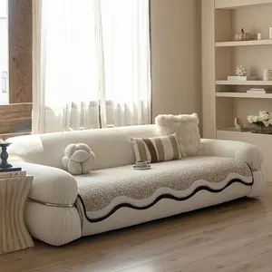 Pure Color Wave Single Velvet Sofa Cushion, Skin-Friendly Fabric, Anti-Scratch, Non-Slip Bottom, Detachable, Home Decor, Washable Sofa Slipcover