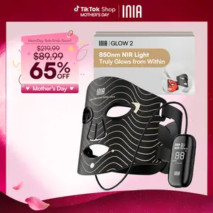 INIA GLOW 2 Red Light Therapy Mask , 4 Light Modes with 850nm NIR, 2600mAh Rechargeable LED Face Mask for Skincare at Home and Travel, Mother's Day Special Gift