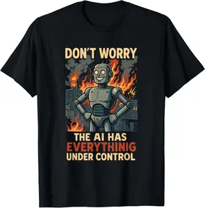 100% Cotton Funny AI Programmer Don’t Worry The Robot Has It Covered T-Shirt