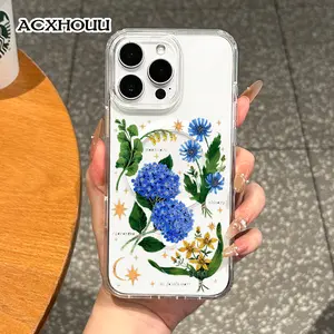 Girly Magnetic Case for iPhone11/12/13/14/15/16/17/promax, Blue Hydrangea Chicory Bouquet MagSafe Ready, Slim Fit, Drop-Proof | Perfect for Soft Girl Aesthetic