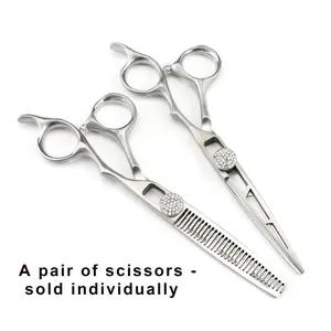 6.0 Inch Silver Color Matte High-End Hairdressing Scissors, 440C Stainless Steel, Cutting and Thinning Scissors, Ergonomic Handle Design