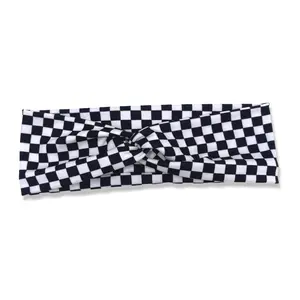 Black and White Checkered Knotted Headband