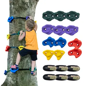 VEVOR Ninja Tree Climbing Kit, 12 Tree Climbing Holds and 6 Ratchet Straps, Large Climbing Rocks for Kids and Adults Climber, Various Colors and Shapes, for Outdoor Ninja Warrior Obstacle Training