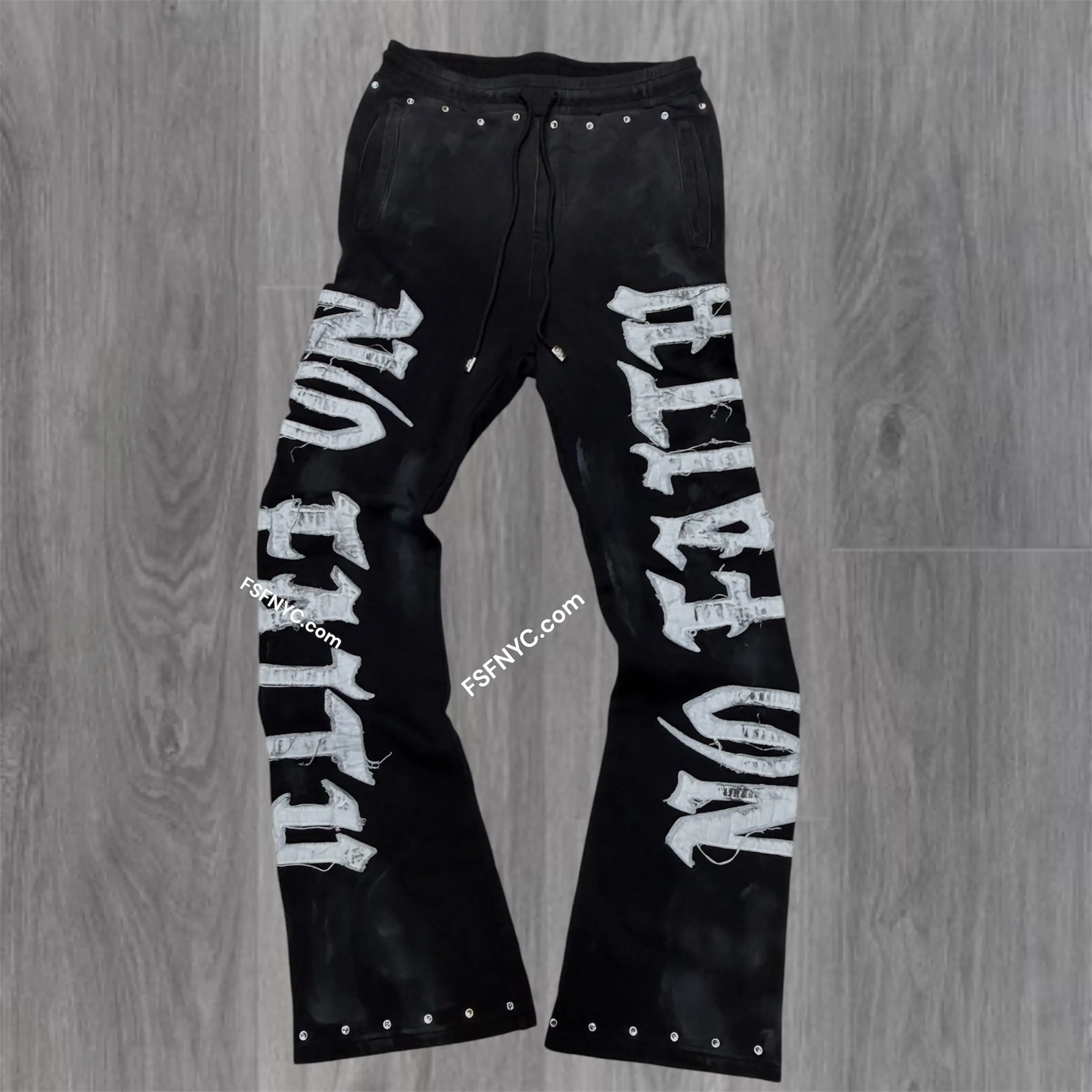 RP - No Faith Flare Stacked Pants  - Black - 6085