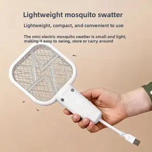 2026 New Mini Portable Electric Mosquito & Fly Swatter – USB Plug-in Bug Zapper with Attracting Light, Safe Mesh for Baby Sleep, Indoor Outdoor Camping Essential**