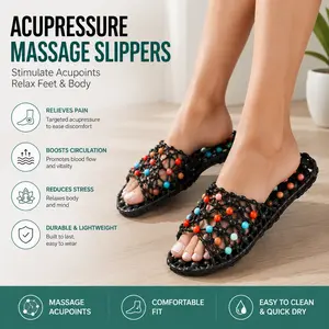 Tired, Achy Feet?These Acupressure Massage Slippers Relieve Stress & Improve Circulation,No More Slipping in the Shower!Non-Slip Acupressure Massage Sandals for Safe Foot Care,Comfort Acupressure Foot Massage Shoes, Hollow Non-Slip Slippers